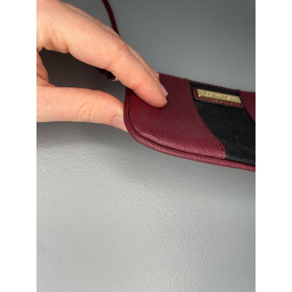 Calvin Klein Small Red Black Wristlet Wallet Strap Vegan Leather Y2K Clutch - Picture 2 of 11